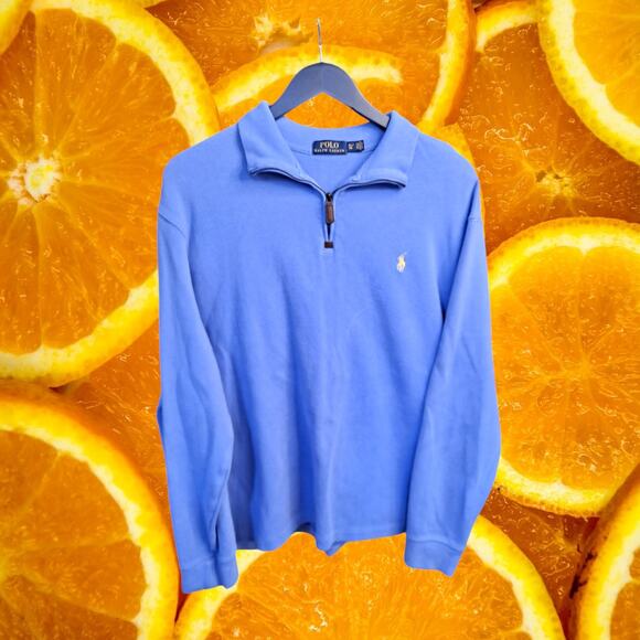 Polo Ralph‎ Lauren Men's Blue Cotton Quarter Zip Pullover Sweatshirt Size XL - Picture 1 of 8